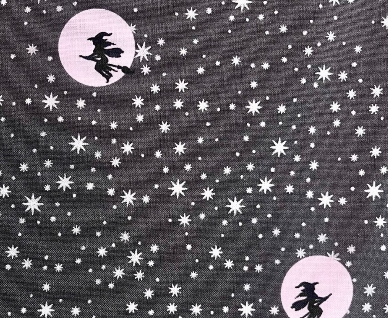 Riley Blake Halloween Starry Night Witch Moon Gray Sparkle 100% Cotton Price Per Yard